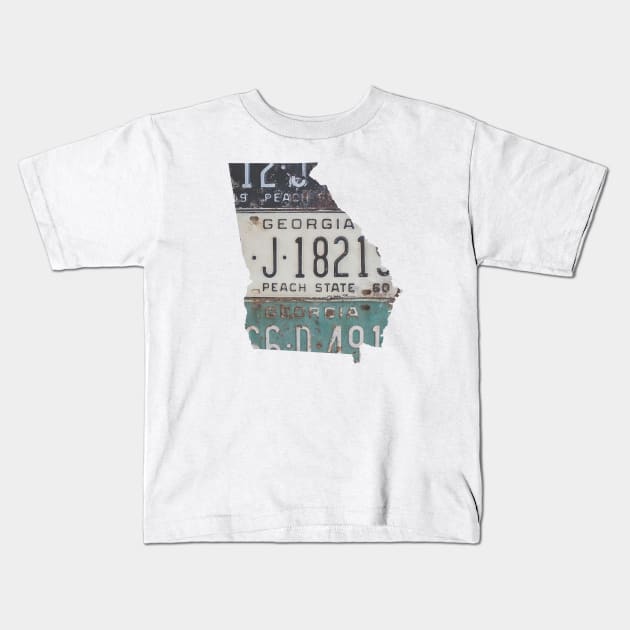 Vintage Georgia License Plates Kids T-Shirt by juniperandspruce